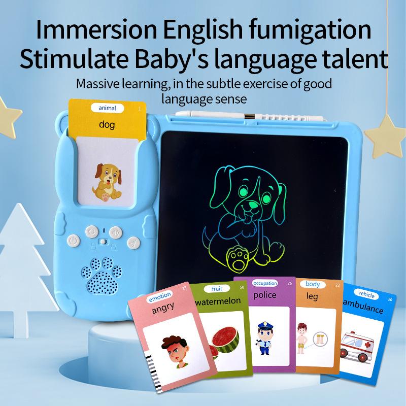 Fancy Fantastic Spanish+English Bilingual Children's LCD tablet Flash card drawing machine insert card graffiti painting board puzzle integrated machine，Learning Cards Machine