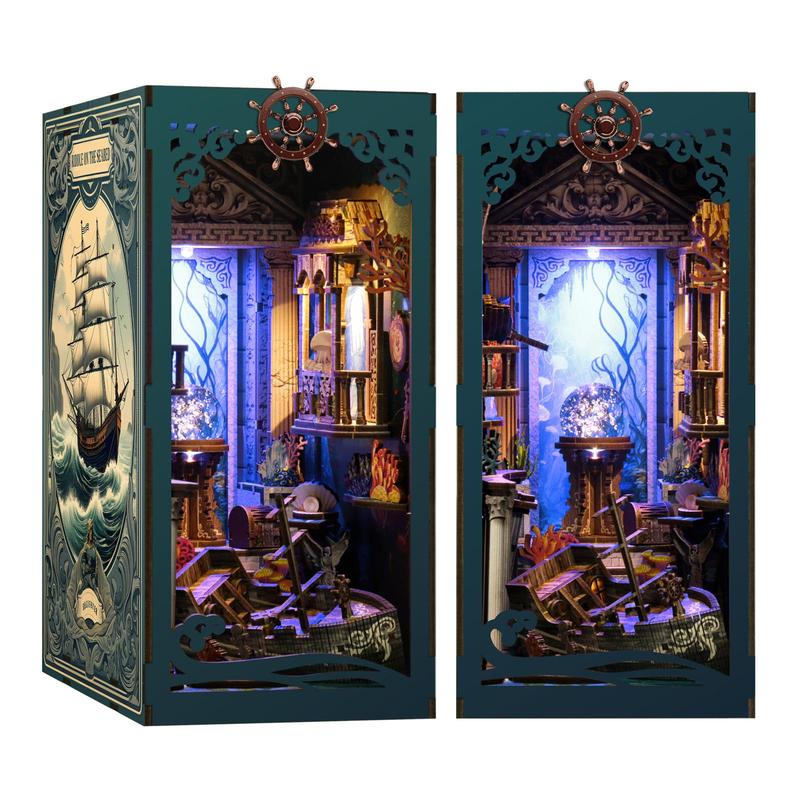 Wooden Book Nook Kit, 1 Set DIY Miniature Book Nook Kit with LED Light, DIY Wooden Book Nook Kit for Adults & Teens, Home Decor