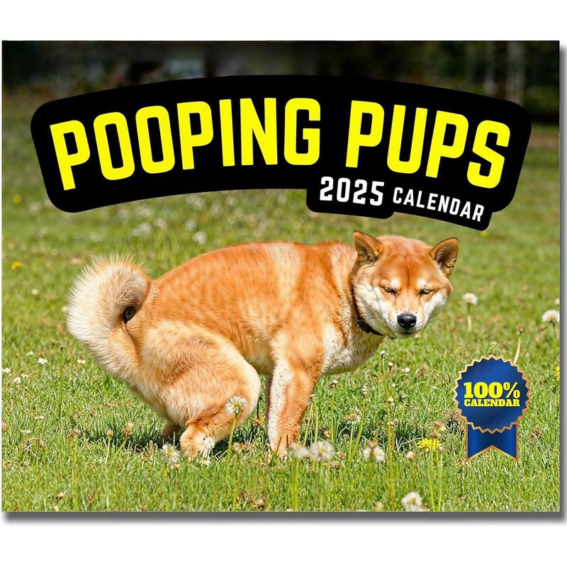 Pooping Pups Funny White Elephant Gifts for Adults -  Pooping Calendar 2025 - Silly Office Gifts Gag Prank for Coworker & Friends