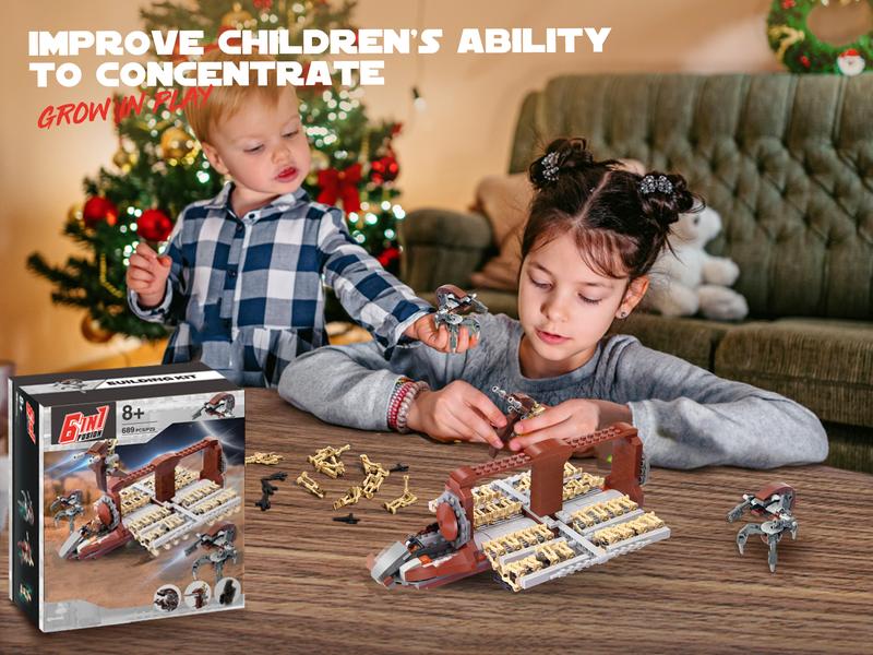 Soldiers Transport Craft Building block Set,Classic Star Movie Model,Stress relief toy, Movie Fans Model gift For aged 12 and above,Contain 33 soldiers, 2 droideka, 2 generals