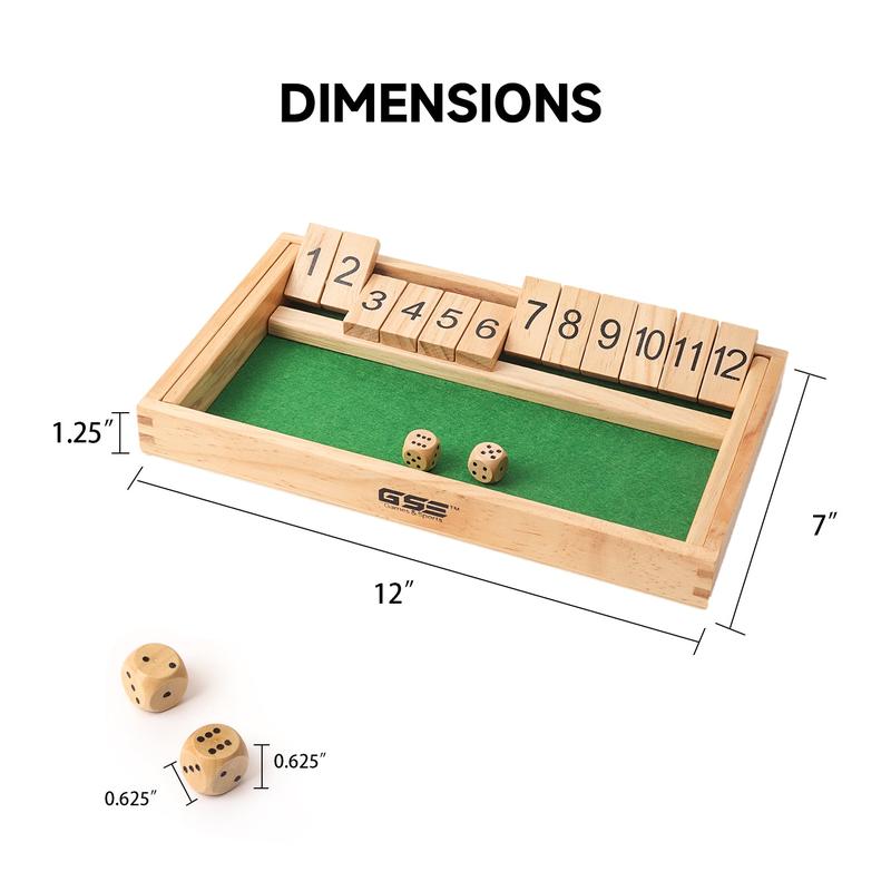 12 Numbers Shut The Box Board Game, Pub Board Dice Game