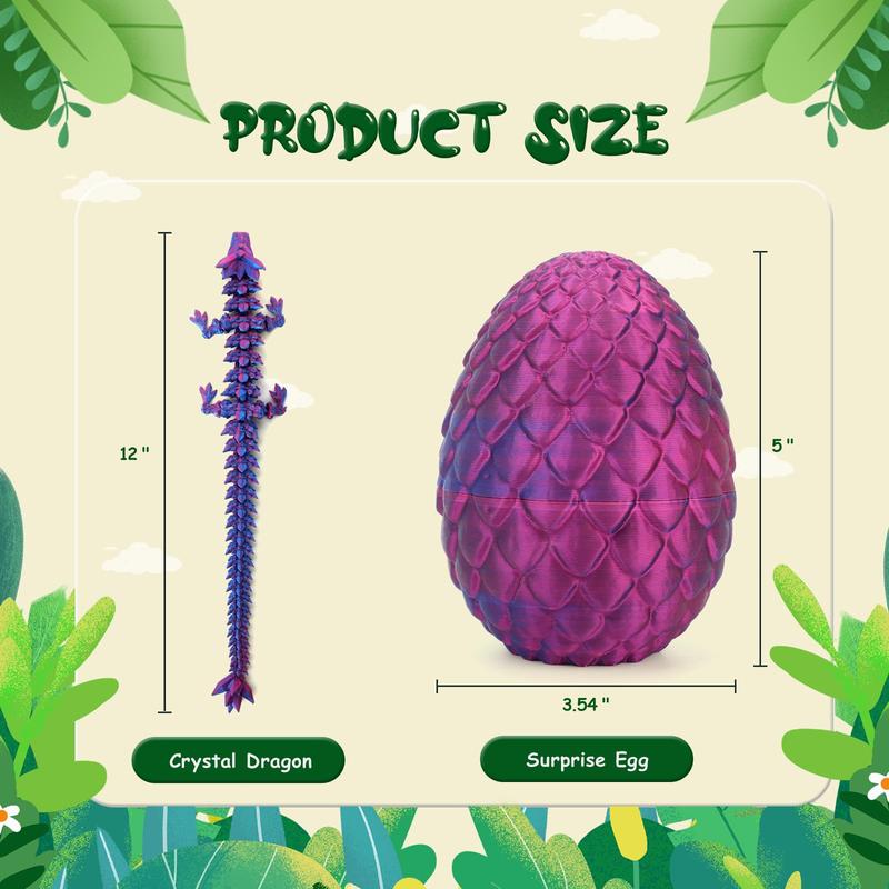 3D Printed Dragon Egg Pet Toys, Surprise Dragon Eggs with Dragon Inside, Executive Dragon Fidget Desk Toys Easter Eggs,3D Printed Dragon Egg Fillers,Mystery Articulated Crystal Dragon Eggs with Dragon Inside,for Gifts, Home, Office Decor