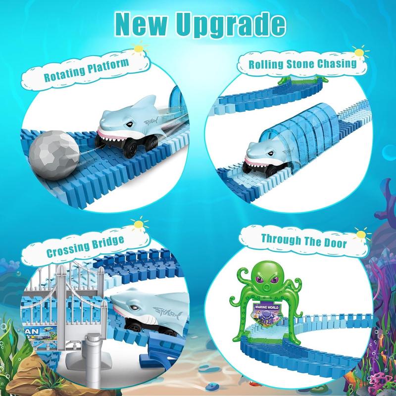 Style-Carry Toys for 3-6 Years Boys Shark Race Track Toy Track Playset with Shark Car for 3 4 5 6 Years Old Boy Girls STEM Educational Playset Birthday Gift kids toys