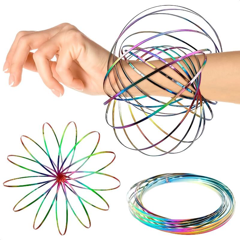 Mystical Flow Rings Arm Toy - 3D Kinetic Spring Bracelet with Magic Ring, Slinky Design, and Colorful Appearance Perfect Gift for Christmas, Halloween, Thanksgiving Day, Easter