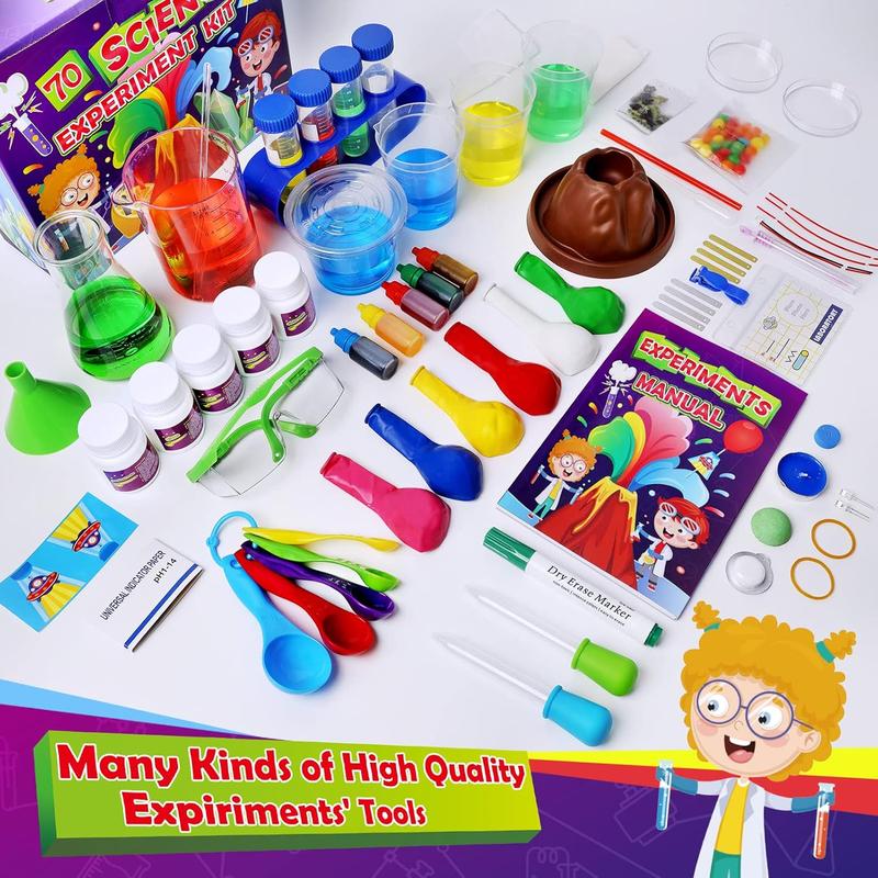 UNGLINGA 70 Lab Experiments Science Kits for Kids Educational Scientific Toys Birthday Gifts Idea for Girls Boys, Chemistry Set, Erupting Volcano, Fruit Circuits, S.T.E.M Activities Science Project