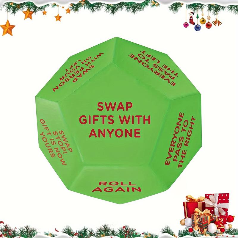 [Customer Favorite] 2025 Santa Gift Exchange Dice - 3x3 Inch, 12 Unique Sides for Christmas Party Fun & Family Games, Christmas Toys