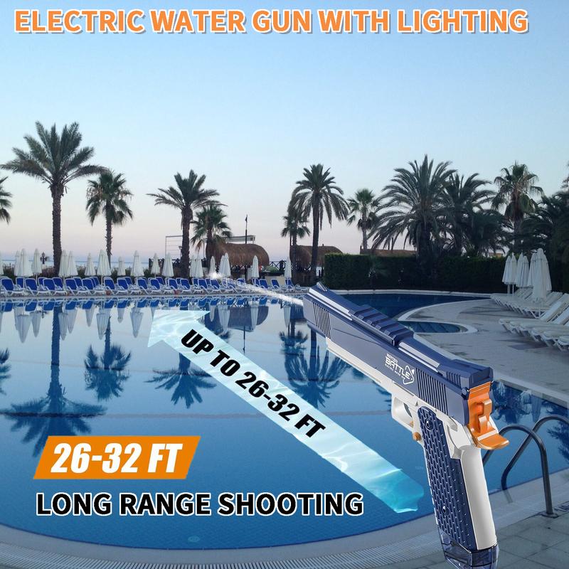 2 Packs of Electric Water Shooting Toys for Adults and Kids Continuous Shooting Water Toys with a Range of Up to 32 Feet, Powerful Automatic Handheld Water Toys for Pool Beach Outdoor Games