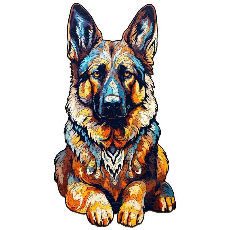 German Shepherd Wooden Jigsaw Puzzle - Perfect for Kids and Adults