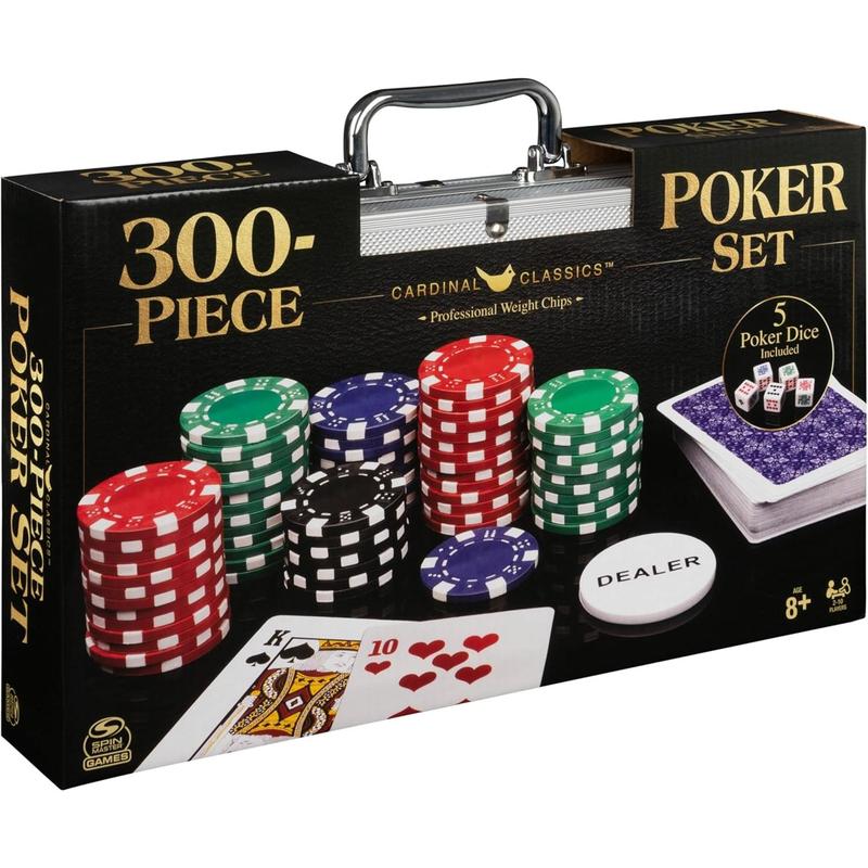 Spin Master Games, Cardinal Classics, 300-Piece Poker Set with Aluminum Carrying Case & Professional Weight Chips & Poker Dice, for Ages 8+