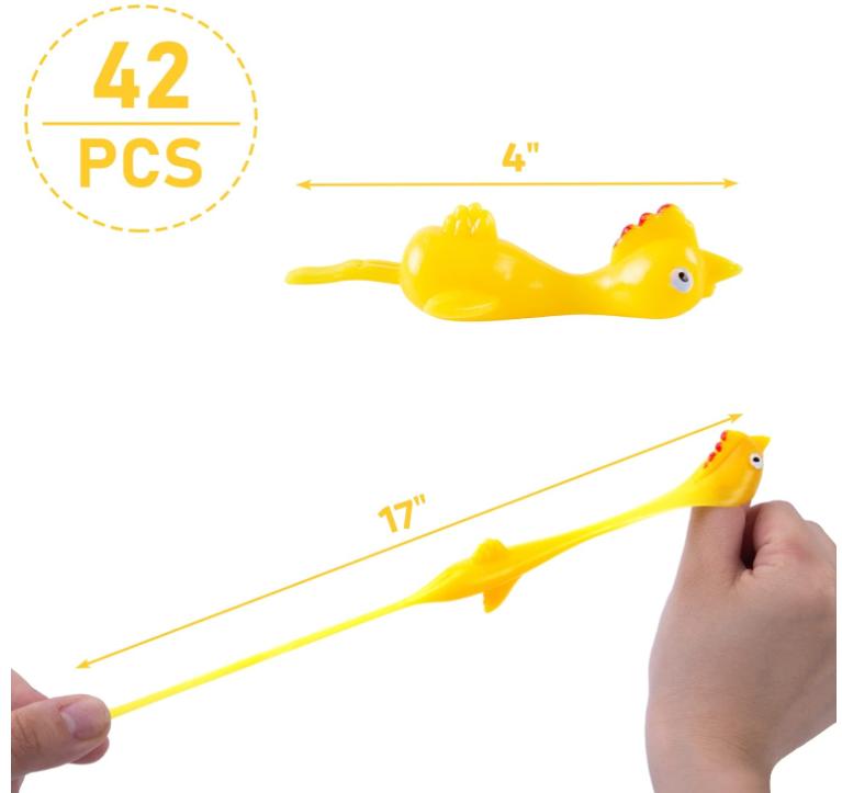 POPLAY 42PCS Flying Chicken Slingshot, Flicking Rubber Chickens Sling Shot Funny Gag Gifts