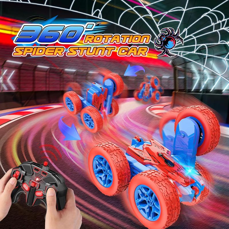 Spider RC Cars Toys for Boys Ages 3-8 Kids Remote Control Stunt Car Toy for 4 5 6 7 8 9 10 Year Old Boy Girl Christmas Birthday Gifts 360 Flip 4WD Car for Boys Age 4-6 5-7 Toddler Gift 4WD Stunt RC Car with Lights