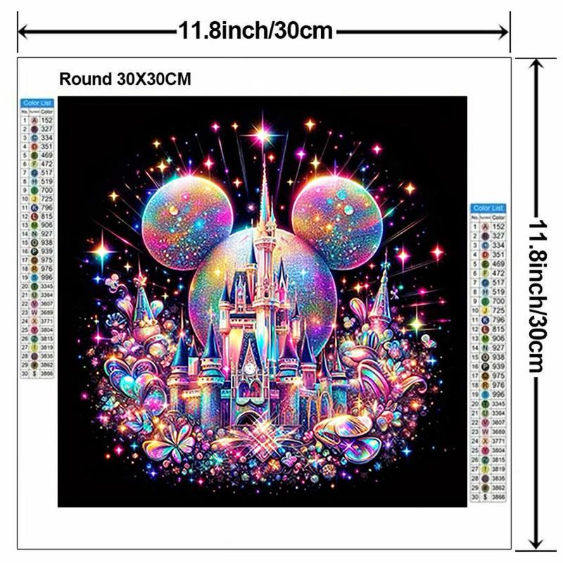 Cartoon Castle Pattern DIY Diamond Art Painting Without Frame, DIY 5D Diamond Arts Painting Kit, Wall Art Decor For Home Living Room Bedroom, Christmas Gift