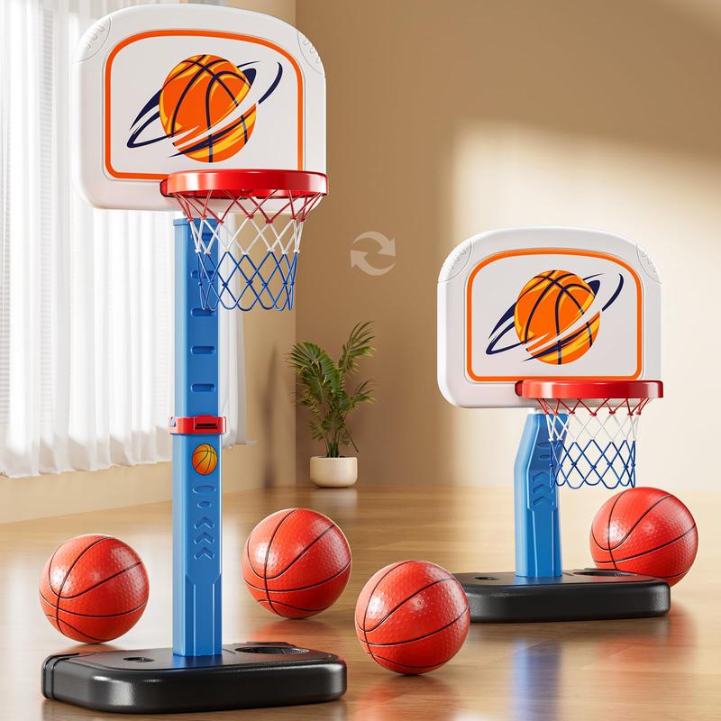 Basketball Hoop Indoor, Adjustable Basketball Hoop, Poolside Basketball Goal with 4 Balls & Pump for Outdoor Toys, Christmas Birthday Gift