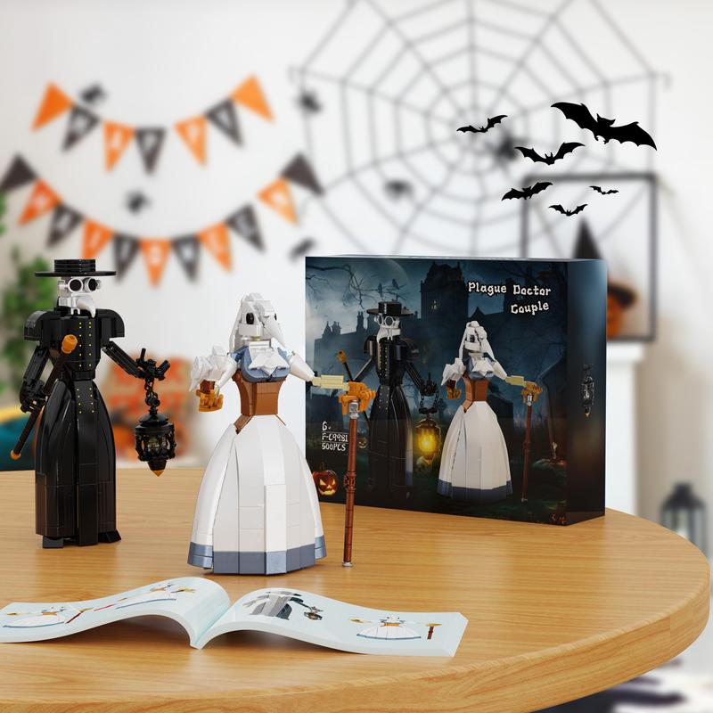 Classic Plague Doctor Couple Figure Building Blocks Set, Perfect Halloween Toys and Gifts for Fans and Kids (500 pcs)