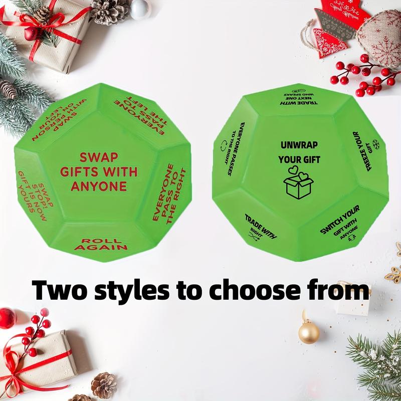 [Customer Favorite] 2025 Santa Gift Exchange Dice - 3x3 Inch, 12 Unique Sides for Christmas Party Fun & Family Games, Christmas Toys