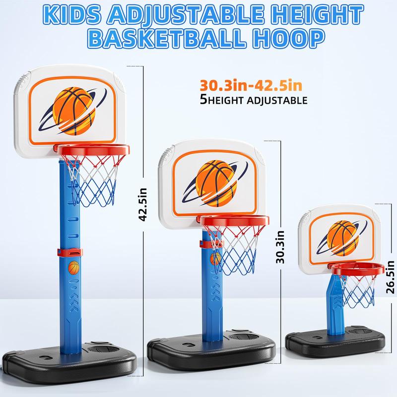 Basketball Hoop Indoor, Adjustable Basketball Hoop, Poolside Basketball Goal with 4 Balls & Pump for Outdoor Toys, Christmas Birthday Gift