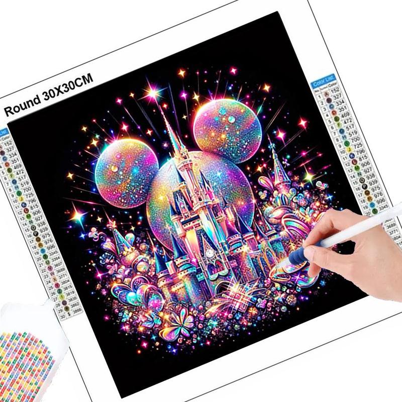 Cartoon Castle Pattern DIY Diamond Art Painting Without Frame, DIY 5D Diamond Arts Painting Kit, Wall Art Decor For Home Living Room Bedroom, Christmas Gift