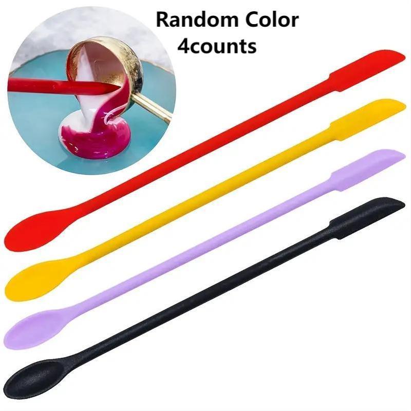 Random Color Double-End Silicone Sealing Wax Spatula Tools, 4 Counts Multifunctional Wax Seal Stir Sticks, Heat-Resistant Silicone Scrapers For Sealing Wax Spoon Clean, Sealing Wax Tools Accessories