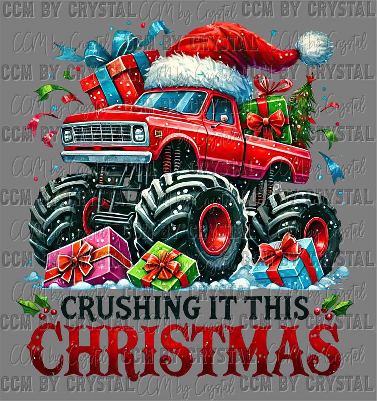 Crushing it This Christmas Monster Truck Ready to Press Transfer Direct to Film DTF Transfers Sublimation TransferReady to Press DTF Transfer for T-Shirts Ready to Press Sublimation CCMbyCrystal