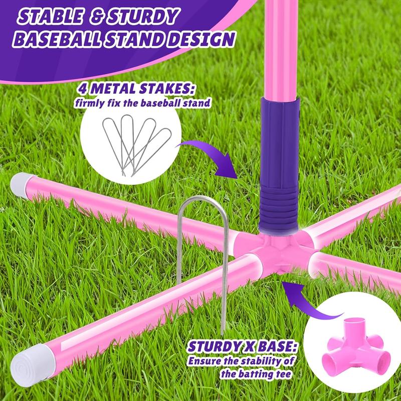 3-in-1 Baseball Set for Kids 3-13: Hanging Tee + Fixed Batting Tee Stand + Ball Launcher + 6 Softballs + Baseball Bat for Toddler Boys Girls 3 4 5 Year Old Teeball Hitting Tee Kit Toys