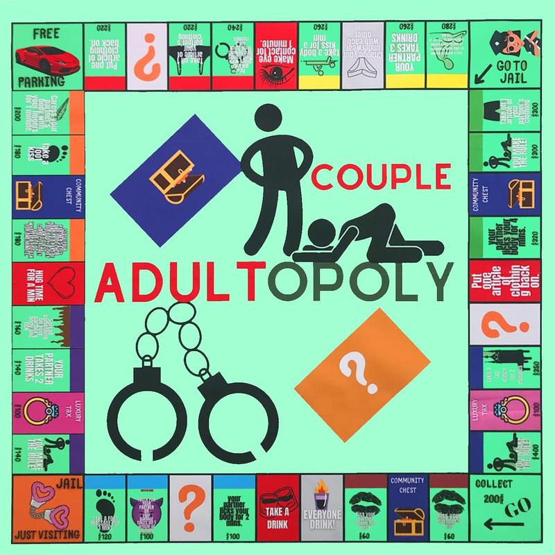 Adultopoly Board Game, Couple Adult Opoly Board Game, Valentines Gifts for Him Her Boyfriend Girlfriend, Birthday Date Night Gifts for Husband Wife