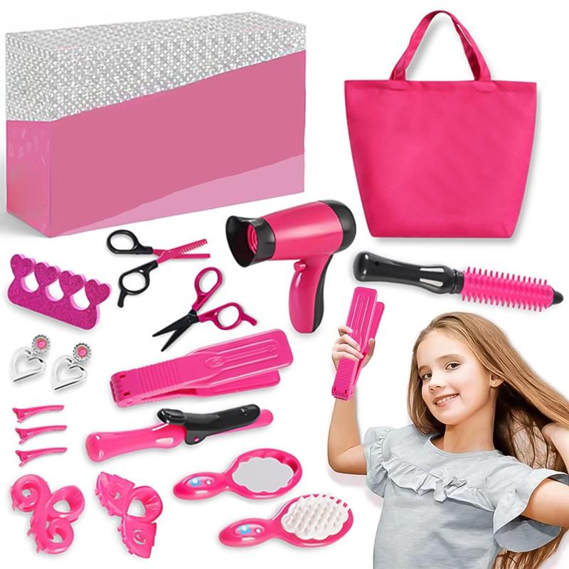 Girl Makeup Kit, Pretend Play Hair Salon Set for Little Girls, Kids Toys Doll Accessories, Kids Hair Salon Playset Toys for 3 4 5 6 7 Year Old Girls Christmas Birthday Gifts Ideas