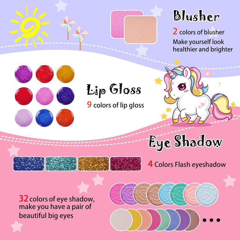 KIDCHEER Kids Makeup Kit for Girls Princess Real Washable Cosmetic 3+ Year Old Girl Birthday Gifts Pretend Play Toys for Girls 4-6, 6-8, 8-10 with Mirror - Non Toxic