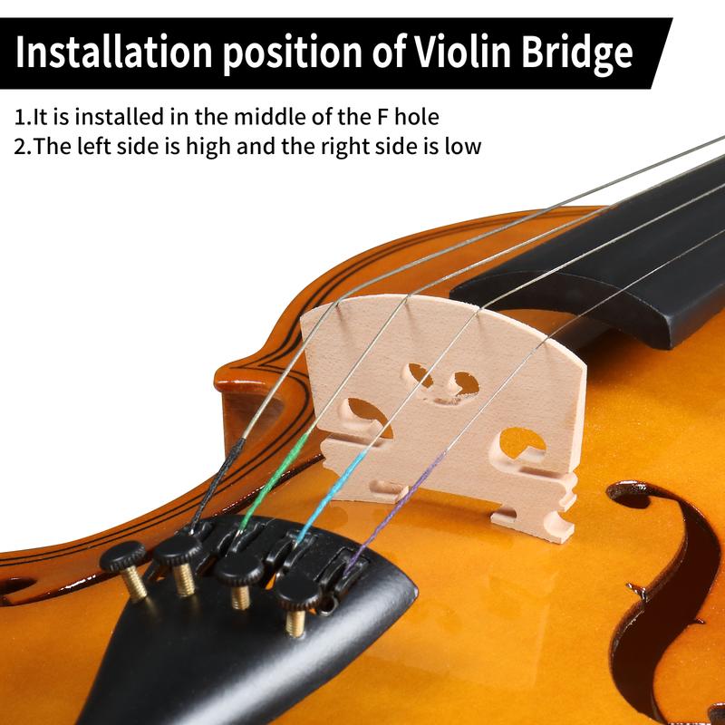 4 4 Natural Acoustic Violin Set for Adults Beginners Students with Hard Case, Bow, Shoulder Rest, Rosin, Extra Strings and Sordine