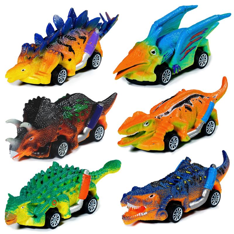 Dinosaur Toys 6 Pack Pull Back Cars Dinosaur Toys for Kids 4-6 Toddler Boy Toys Age 3 4 5 and Up Dinosaur Car Toys for 3-7 Year Old Boys Girls Dinosaur Games Birthday Easter Gifts for Kids Party Favors