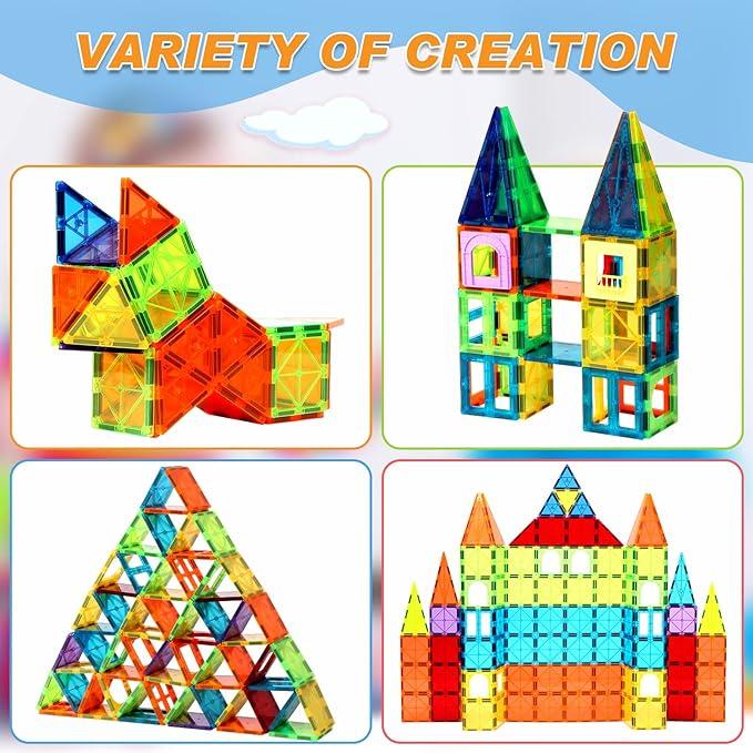 103 PCS Magnetic Building Tiles, Magnetic Tiles Kids Toys Magnet Toys for Toddler Magnetic Blocks Building Toys Preschool STEM Learning Sensory Montessori Toys for 3+ Year Old Boys and Girls, Safe Creativity Toddler Kids Toys, Christmas Toys Gifts