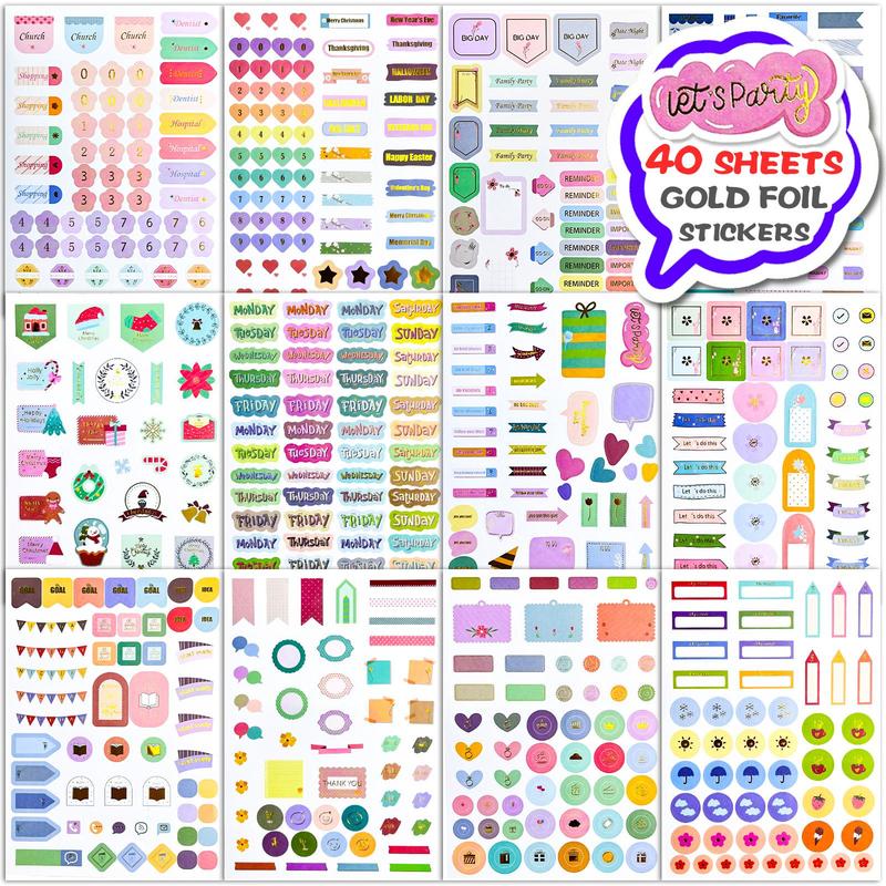 40 Sheets Planner Themed Decorative Sticker, Creative Sticker For DIY Scrapbook Craft