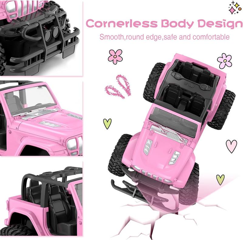 Pink RC Cars 1:16 Scale with DIY Sticker, Remote Control Car for Girls, 80 Min Play 2.4Ghz Jeep RC Trucks,Little Girl Toys Gifts for 4-5 6-7 8-10 Years Old