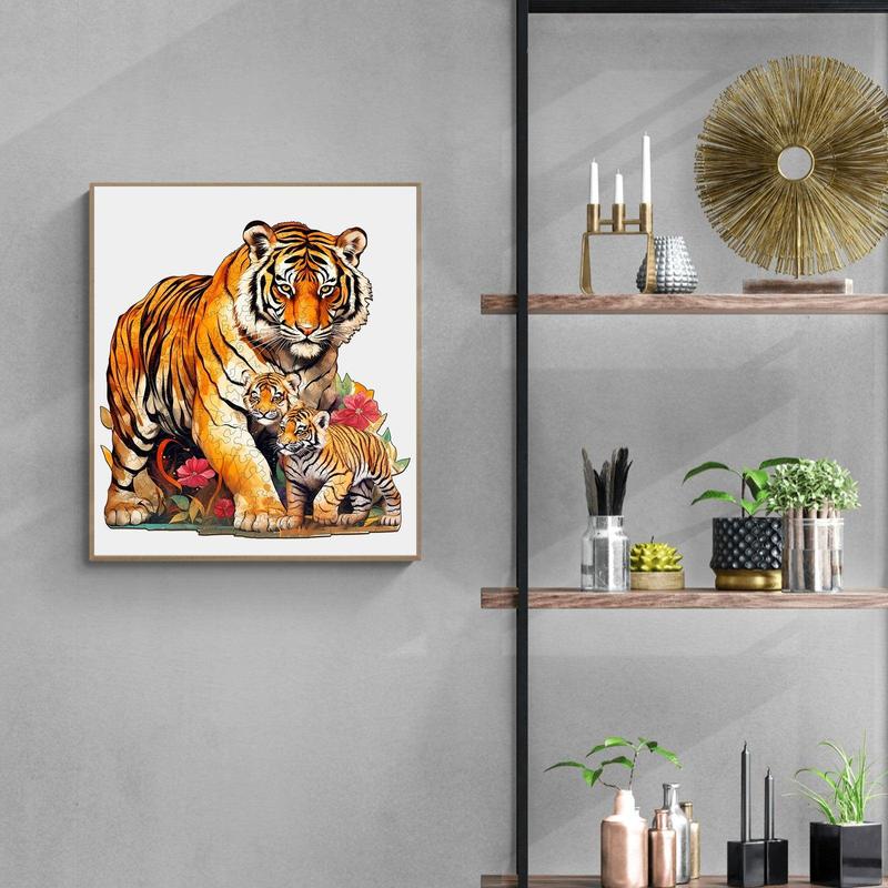 Tiger Family-2 Wooden Jigsaw Puzzle for Kids and Adults