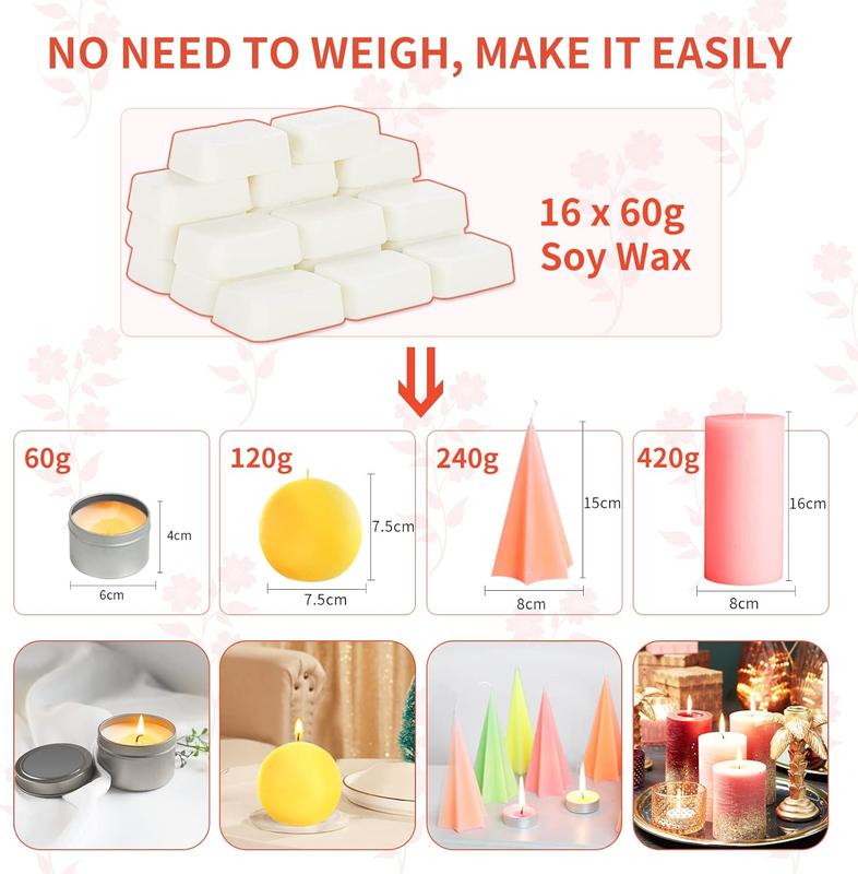 Candle Making Kit for Adults, Candle Making Supplies, Soy Wax Candle Making Kit for Making Soy Candle.