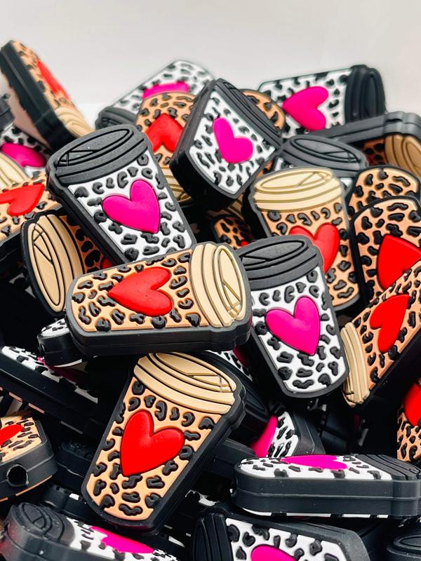 When Your Heart Beats Slow Silicone Focal Beads | Coffee Cup Beads | Focal Beads | Heart Bead | Silicone Beads