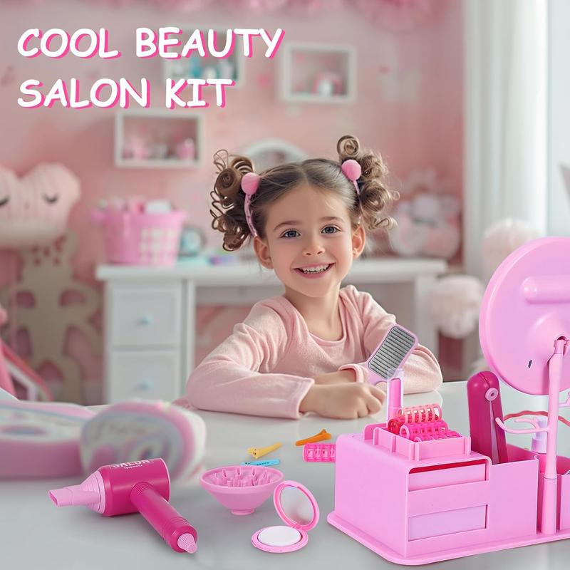 Beauty Salon Play Set with Vanity, Kids Hair Salon Girls Toys Pretend Play Makeup Sets