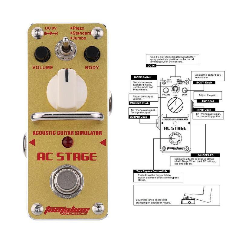 Stage Guitar Effects Pedal, 1 Count Guitar Simulator Effect Pedal,  Suitable for Guitar Lovers, Music Accessories