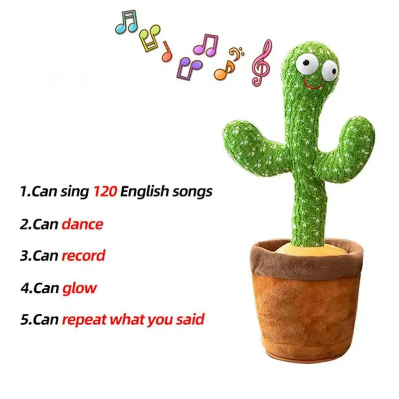 1pc dancing cactus toys repeat talking, wriggle and sing plush toys