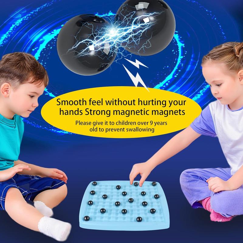 Magnetic Chess Board Game,Magnetism Versus Chess Set, 20 Magnetic Balls Chess Board Game with Punishment Wheel,Table Top Magnetic Game for Kids Adults,Educational Checkers Chess Game for Family Party