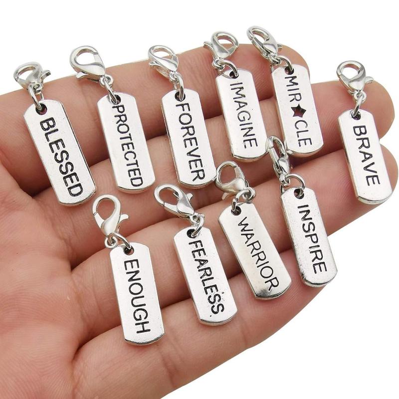 Mixed Shape Keychain Set, 100pcs set Vintage Letter Design Pendant, DIY Jewelry Making Accessories for Bracelet & Necklace