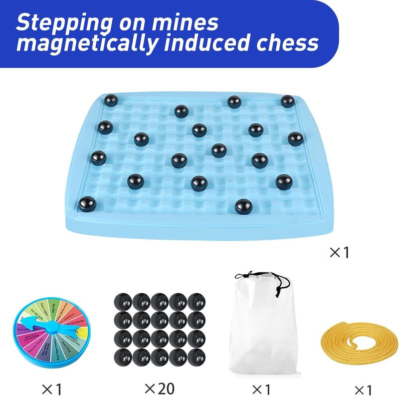 Magnetic Chess Board Game,Magnetism Versus Chess Set, 20 Magnetic Balls Chess Board Game with Punishment Wheel,Table Top Magnetic Game for Kids Adults,Educational Checkers Chess Game for Family Party