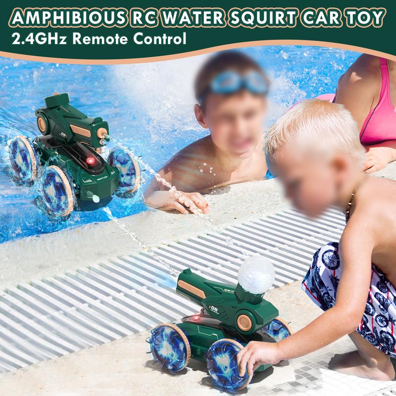 Amphibious RC Car + Shot Toy, RC Stunt Car with Lights, 4WD, 360° Rotation，Pool Toys for Kids，Water Pool Toys Waterproof 4WD RC Car Boat，Remote Control Car，Cool Outdoor Summer Beach Pool Toy