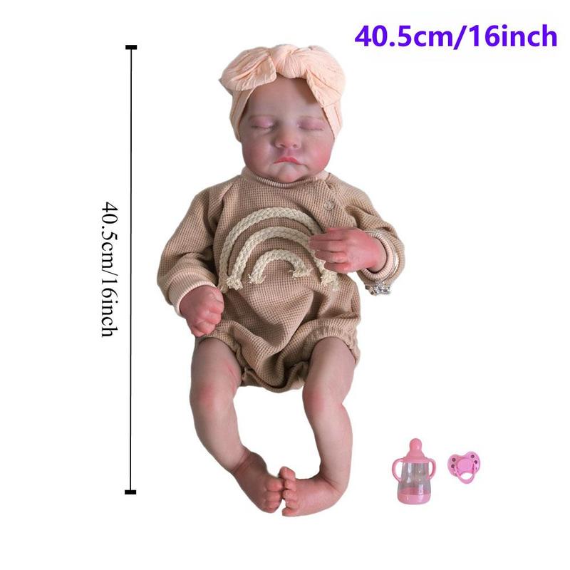 Realistic 48cm Soft Silicone Asleep Reborn Doll, Cute Newborn Doll with 3D-painting Skin and Visible Veins & Random Accessories, Gift for Kid, Christmas Gift