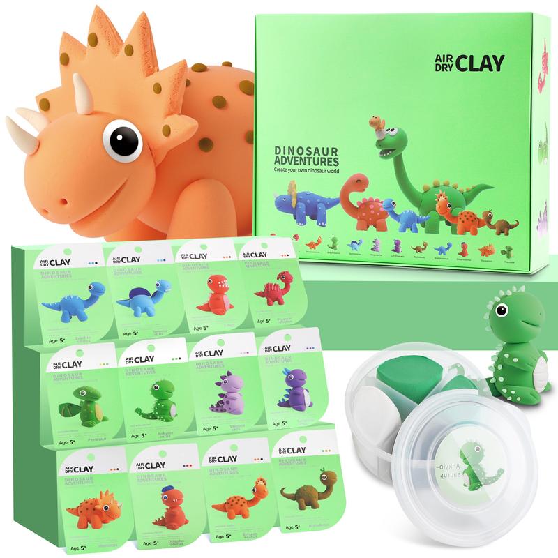 12 Boxes Air DIY Clay with Tutorial, Dinosaur Space Adventures - Air Dry Clay, Soft & Ultra Light, DIY Craft Easy to use, Modeling Clay，Christmas Gifts