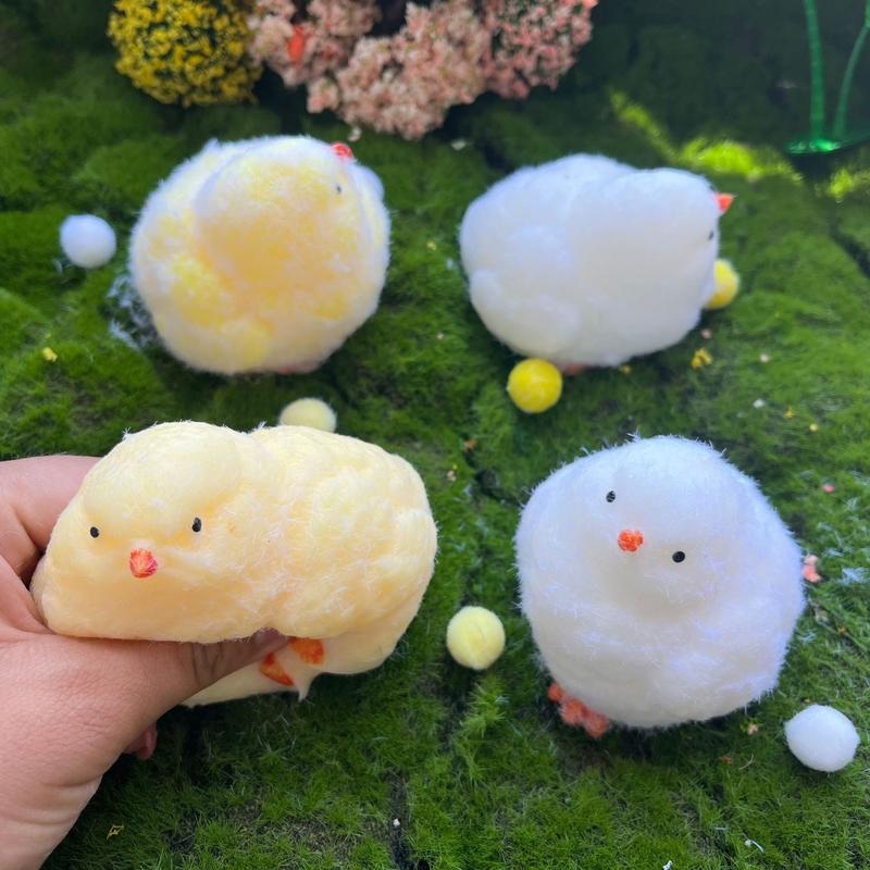 Children's toy Handmade Squishy Chick Soft Squishy Fidget Toys Silicone Squeeze Toys for Stress Relief ( Chicken ) Christmas Gift