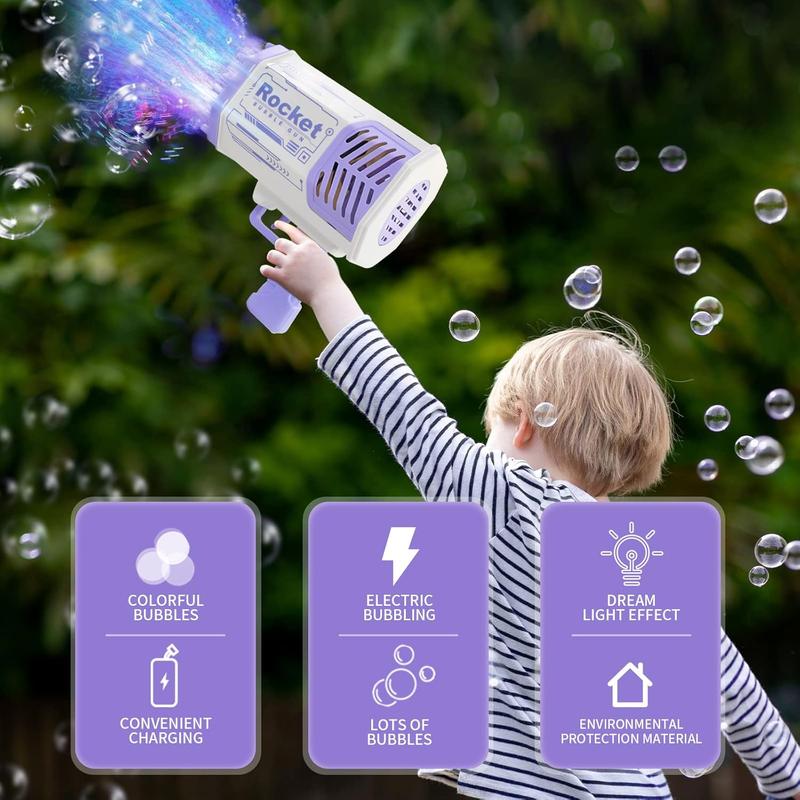 FLASH SALE 51%  Bubble Gun Rocket 69 Holes Soap Blaster Machine, Bazooka Bubble Launcher Blower Toys for Kids Outdoor Indoor, Bubble Maker for Party Birthday Wedding