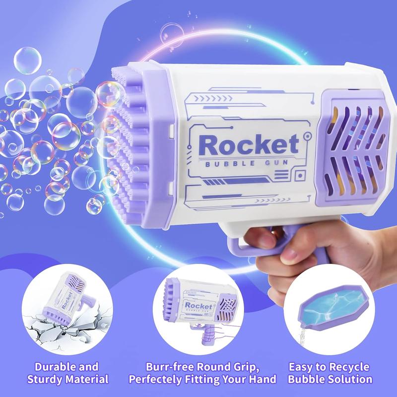 FLASH SALE 51%  Bubble Gun Rocket 69 Holes Soap Blaster Machine, Bazooka Bubble Launcher Blower Toys for Kids Outdoor Indoor, Bubble Maker for Party Birthday Wedding