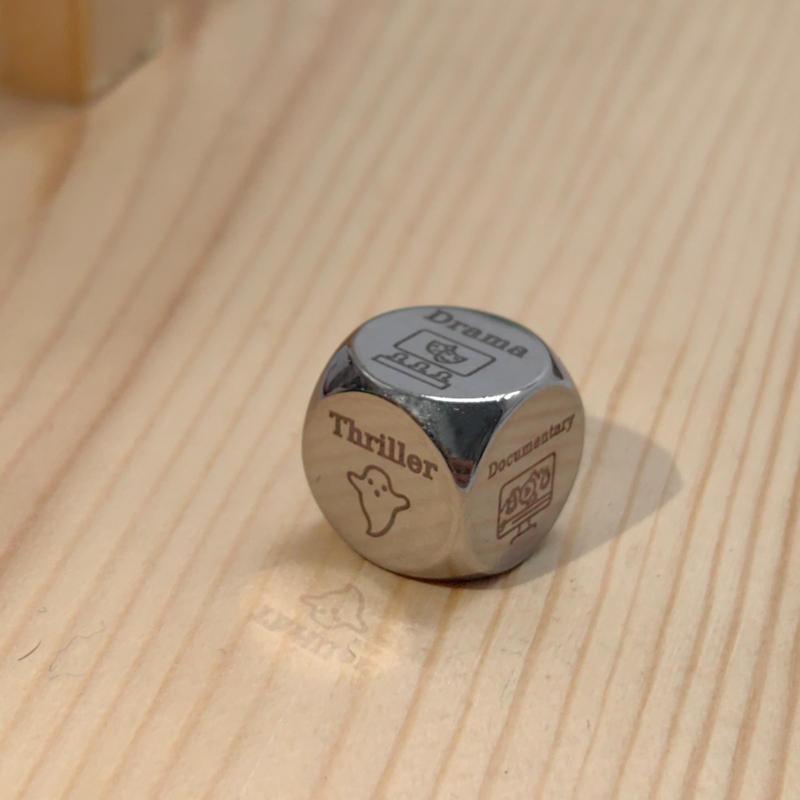 Food & Movie Decision Dice, 1 Count Stainless Steel 6 Sides Dice, Creative Party Gift for Husband Wife Boyfriend Girlfriend Family