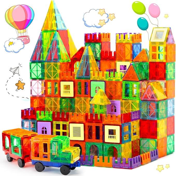 103 PCS Magnetic Building Tiles, Magnetic Tiles Kids Toys Magnet Toys for Toddler Magnetic Blocks Building Toys Preschool STEM Learning Sensory Montessori Toys for 3+ Year Old Boys and Girls, Safe Creativity Toddler Kids Toys, Christmas Toys Gifts