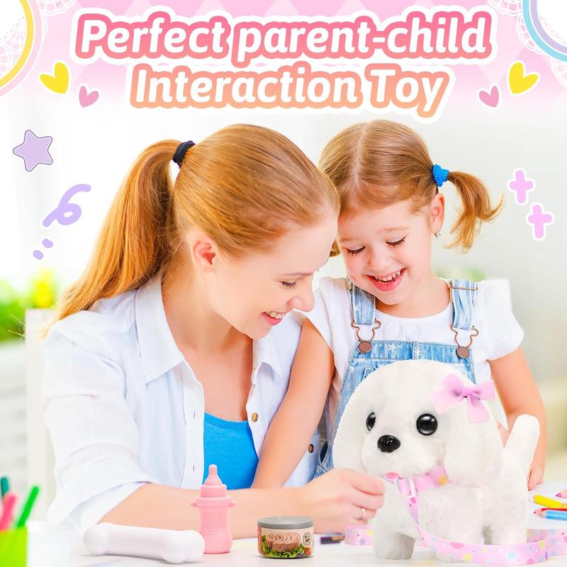 Plush Toys Interactive Puppy Toy for Kids,Electronic Toy Dog That Walk and Bark,Tail Wagging, Fake Dog Toy with Leash,Perfect Easter Christmas Birthday Gift for Kids Toddlers